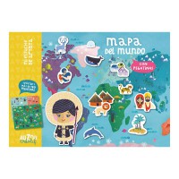 Estuche artista: Pegatinas de mapa del mundo